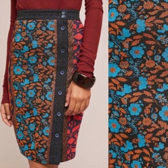Anthropologie Colorful Dolan Jacquard Button Pencil Skirt Size M NWT Rare Find! - Picture 5 of 10